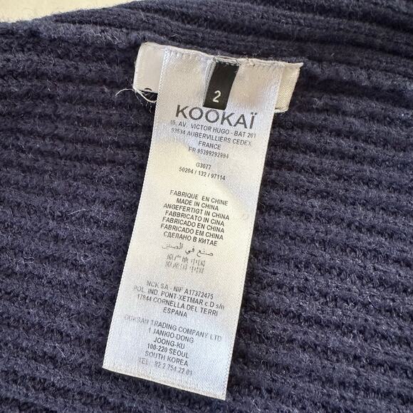 Kookai Navy Wool Chunky Knit Cowl Neck Sweater Size M - Picture 13 of 15